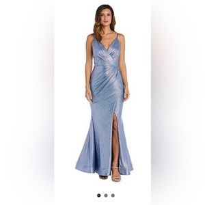 Womens Shimmering Mock Wrap Dress